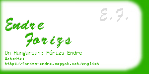 endre forizs business card