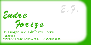 endre forizs business card